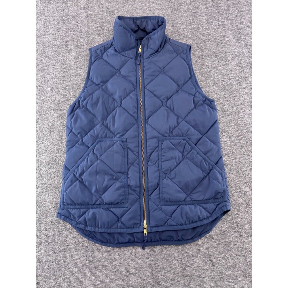 J.Crew Excursion Quilted Down Vest Navy Blue Womens XS Full‎ Zip